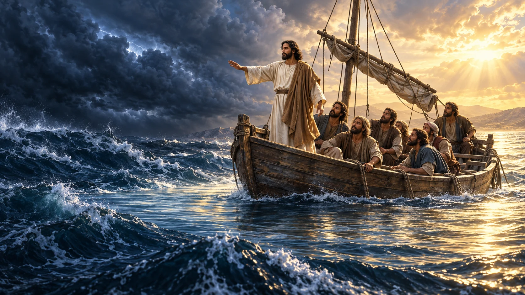 Artistic biblical scene: The Stillness After the Storm